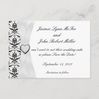 Ornate Black White Damask Guardar las tarjetas de 