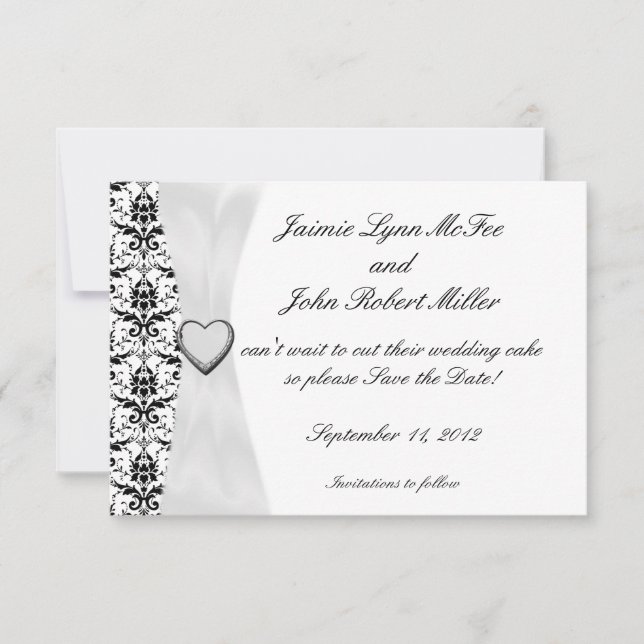 Ornate Black White Damask Guardar las tarjetas de  (Anverso)