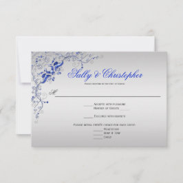 Ornate Blue and Silver floral Swirls RSVP