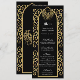 Ornate border black and gold Gothic Wedding Menu