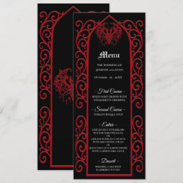 Ornate border black and red Gothic Wedding Menu