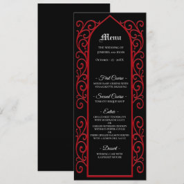 Ornate border black and red Gothic Wedding Menu