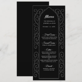 Ornate border black and white Gothic Wedding Menu