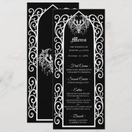 Ornate border black and white Gothic Wedding Menu