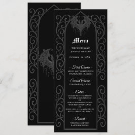 Ornate border black and white Gothic Wedding Menu