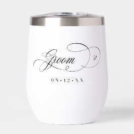 Ornate Calligraphy Hearts Groom Black ID1025