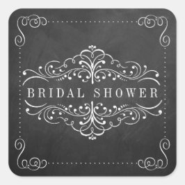 Ornate Chalkboard Bridal Shower Pegatinas