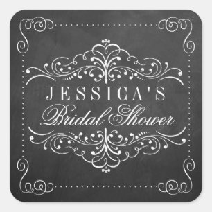 Ornate Chalkboard Bridal Shower Pegatinas
