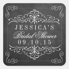 Ornate Chalkboard Bridal Shower Pegatinas