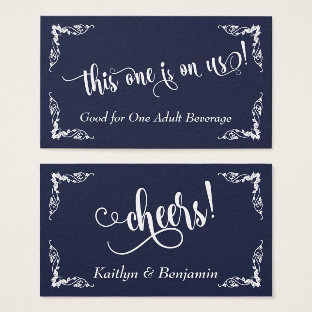 Ornate Corners w Script Bebe Tickets, Dark Blue (Anverso y reverso)