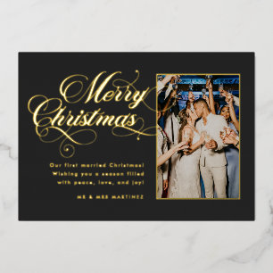 Ornate Dark Gray Merry navidad tarjeta de vacacion