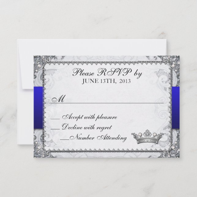 Ornate Fairytale Storybook Wedding RSVP Gray (Anverso)