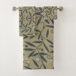 Ornate floral pattern with dark blue vines 