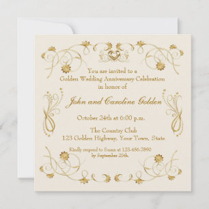 Ornate Flourish Ivory, Invitación de Oro