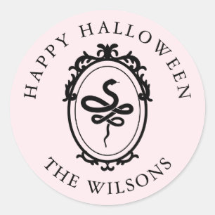 Ornate Frame Snake Halloween Pegatinas redondos