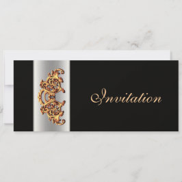 Ornate Invitación a la boda de oro de oro negro