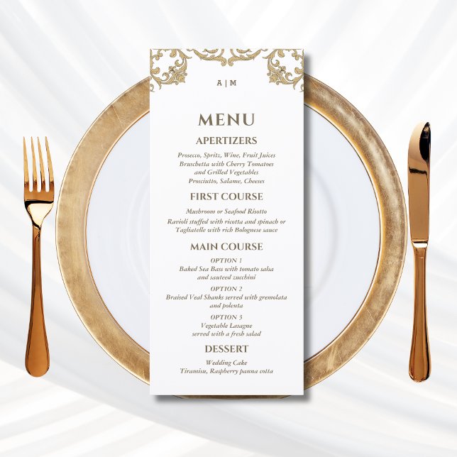 Ornate Monogram Baroque Christian Wedding Menu (Subido por el creador)