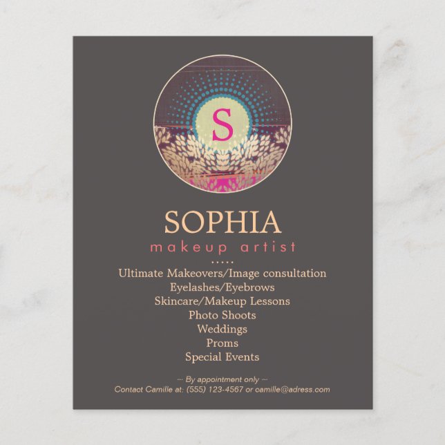 Ornate Monogram Makeup Artist and Stylist Menu (Frente)