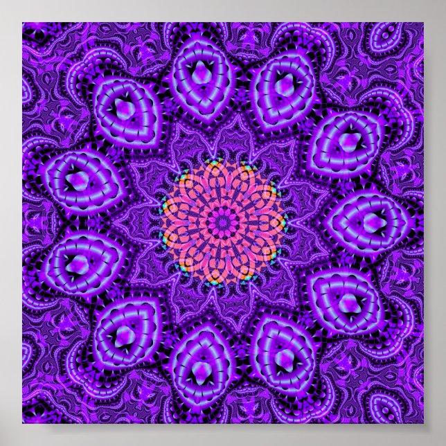 Ornate Morple Flower Vibraciones Kaleidoscope Arte (Frente)