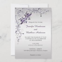Ornate Morple Swirls en invitación a la boda plate