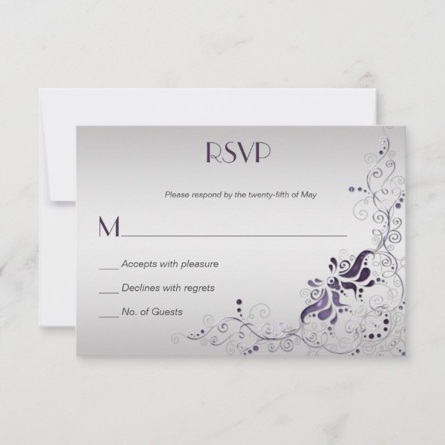 Ornate Morple Swirls en Silver RSVP (Anverso)