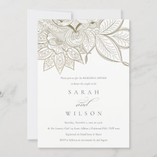 Ornate Paisley Ivory Gold Invitación a la cena