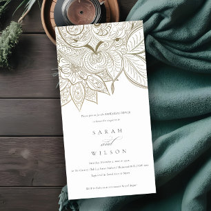 Ornate Paisley Ivory Gold Invitación a la cena