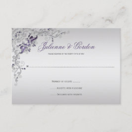 Ornate Purple Silver floral Swirls RSVP
