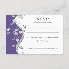 Ornate Púrpura y Plata Floral Swirls RSVP