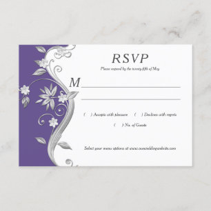 Ornate Púrpura y Plata Floral Swirls RSVP