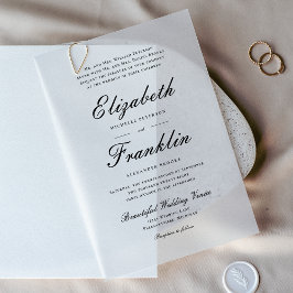 Ornate Script Formal Boda Blanco y Negro