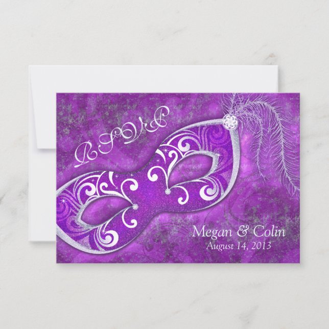 Ornate Victorian Masquerade Ball Wedding RSVP (Anverso)