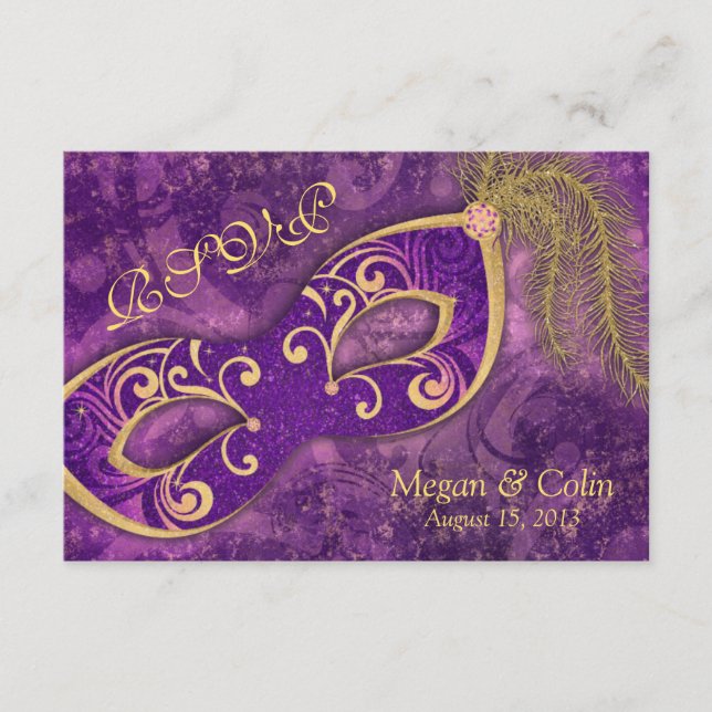 Ornate Victorian Masquerade Ball Wedding RSVP (Anverso)