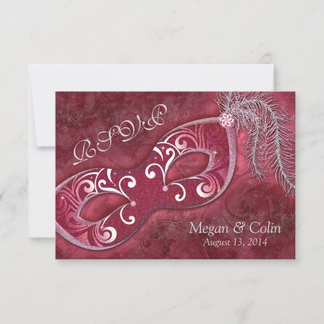 Ornate Victorian Masquerade Ball Wedding RSVP (Anverso)
