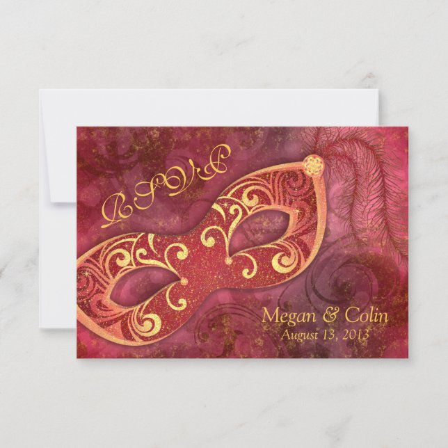 Ornate Victorian Masquerade Ball Wedding RSVP (Anverso)