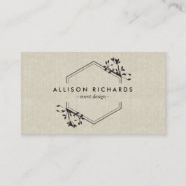Ornate Vine and Leaf Emblem en tarjeta de visita d