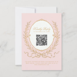 Ornate Vintage Pink Paris QR Código Tarjeta RSVP