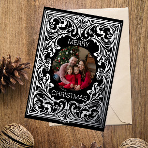 Ornato de plantilla de tarjeta navideña de merry e