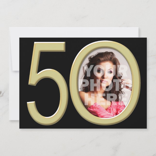 Oro 50.ª foto cumpleaños o otra invitación de fies (Anverso)