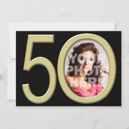 Oro 50.ª foto cumpleaños o otra invitación de fies
