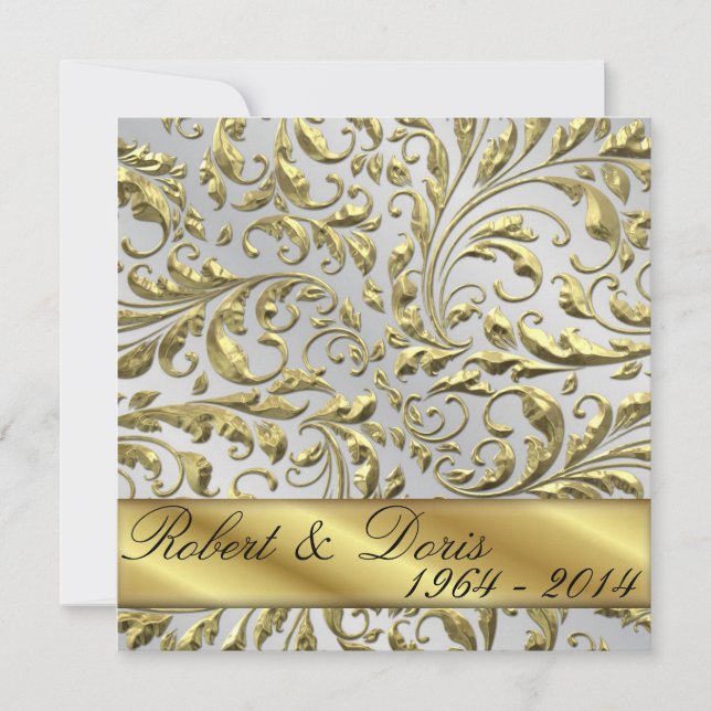 Oro 50° aniversario Boda Invitación al oro (Anverso)