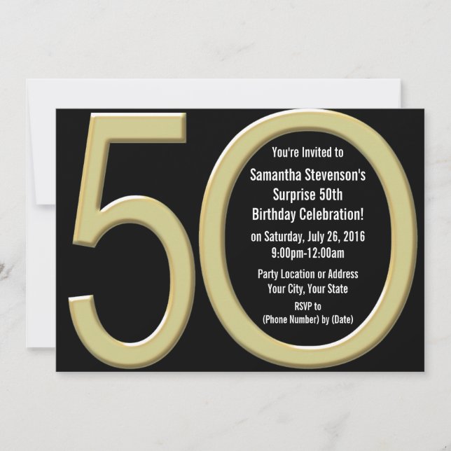 Oro 50 cumpleaños / invitación de fiesta (Anverso)