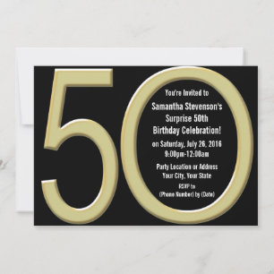 Oro 50 cumpleaños / invitación de fiesta