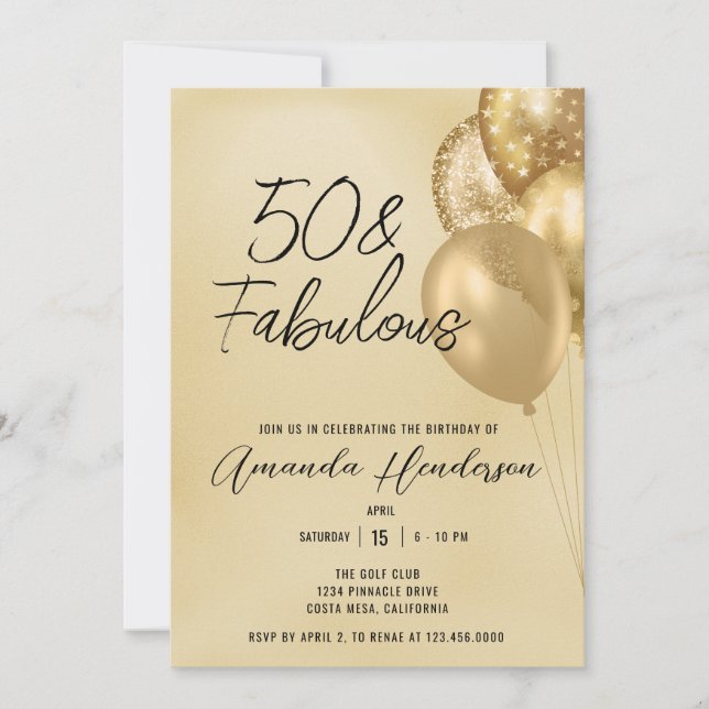 Oro 50 y fabulosa invitación a los 50 años (Anverso)