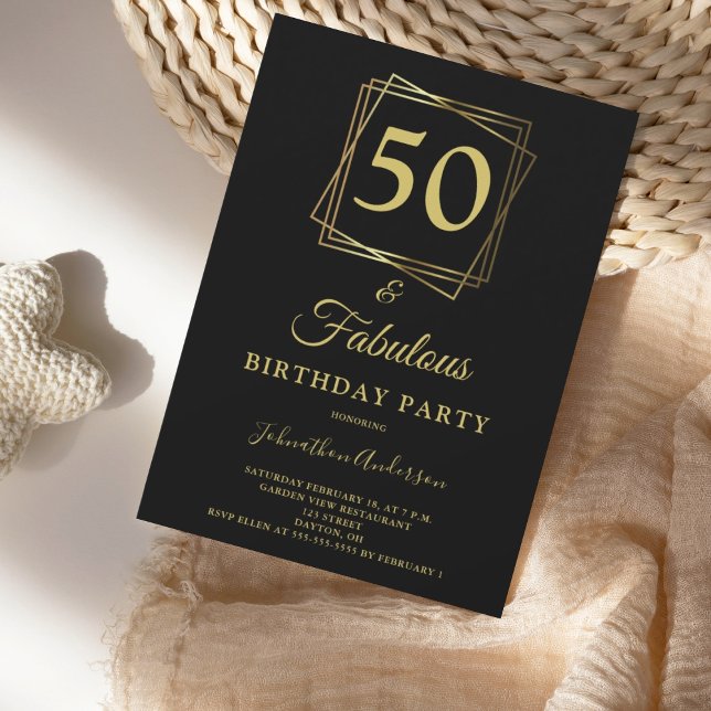 Oro 50 y fabulosa invitación al cumpleaños (Subido por el creador)