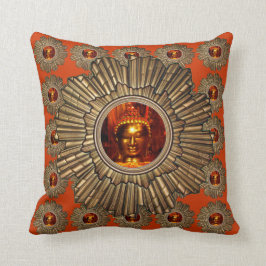 Oro anaranjado rojo de dios del sol de la almohada