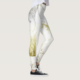 Oro angustiado y agua florecen leggings