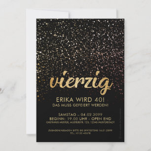 Oro aniversario negro invitaciones 40. Cumpleaños