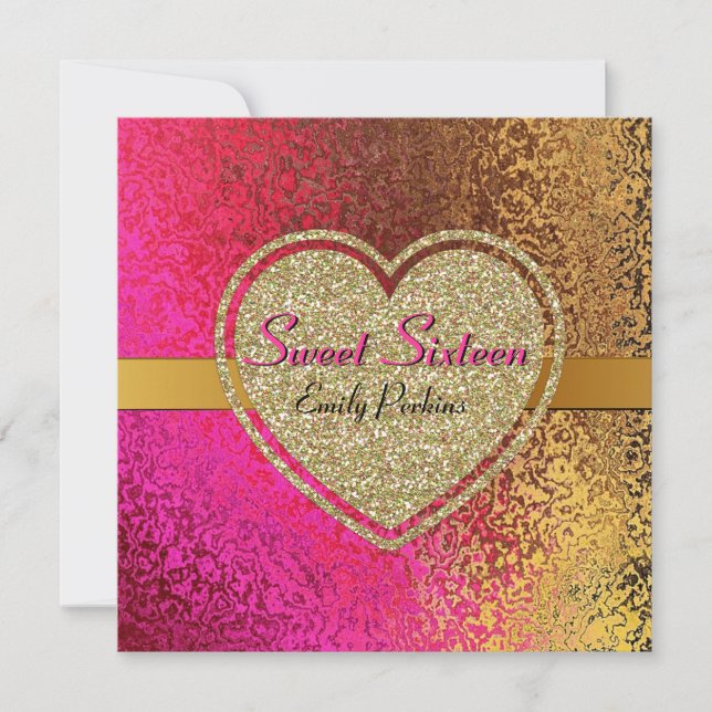 Oro atractivo y invitación de encargo rosada del (Anverso)