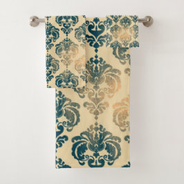 Oro & Azul Vintage Glam Moderno Rústico Damask